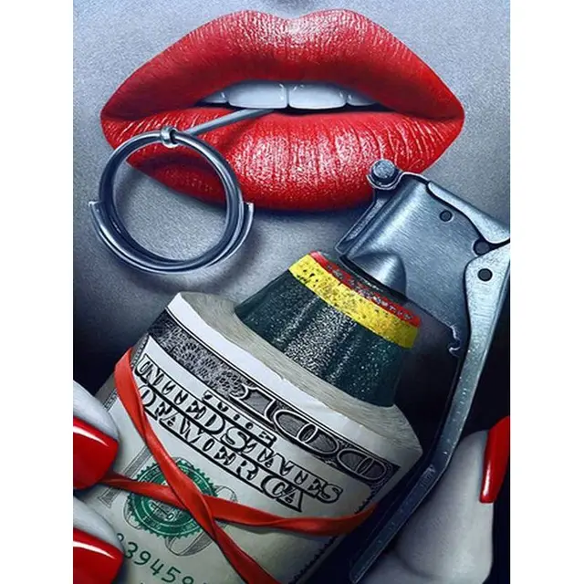 CHENISTORY DIY Frame Paint By Number Flame Red Lips Landscape For Adults Picture By Numbers Acrylic Drawing On Canvas Home Decor 9916409