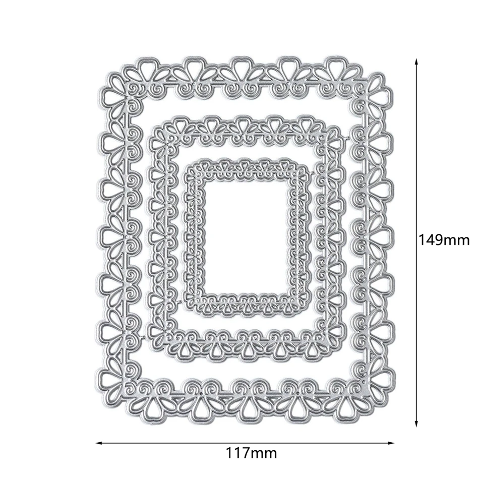 Naifumodo вложенные кружева прямоугольная рамка металлические режущие штампы новые штампы Скрапбукинг карты создание тиснения трафарет DieCut шаблон