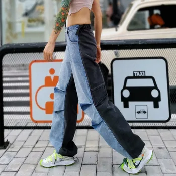 

Thailand Chao Brand 2020 Street Wind Leisure Contrast Color Personality Crease Show Legs Long Wash With Water Jeans Trousers
