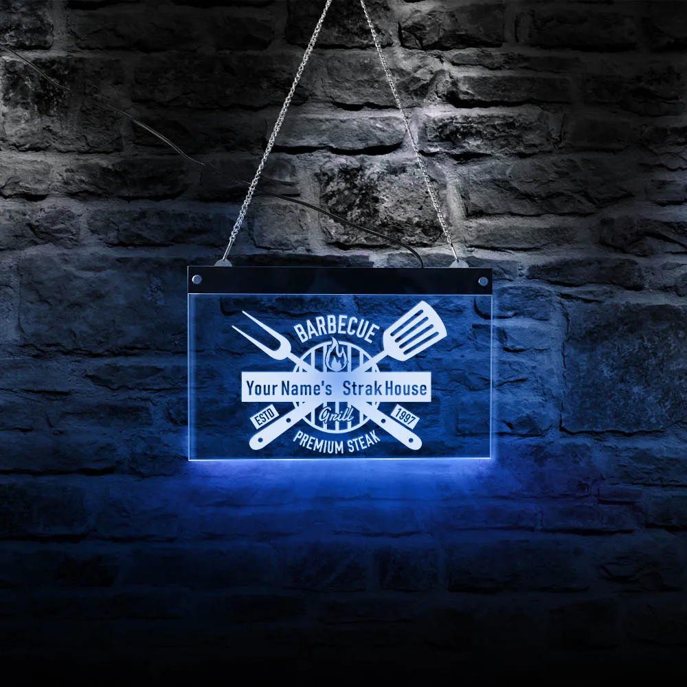 

Premium Steak Barbecue Grill Personalized Steak House LED Business Brand Sign Restaurant Advertising Board LED Neon Wall Decor