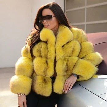 

Tatyana 2019 Luxury Winter Real Fur Coat Female Fox Fur Jacket With Collar Whole Skin Natural Real Fox Fur Coat Women Fur Coat