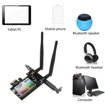 

Wireless Dual Band MINI PCI-E to AX200 Express Adapter WiFi Net Card Wifi 6 2.4G / 5G with Bluetooth Antennas