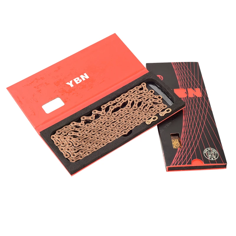 Цепочка YBN для велосипеда Ультралегкая ажурная цепь цвета розового золота 11