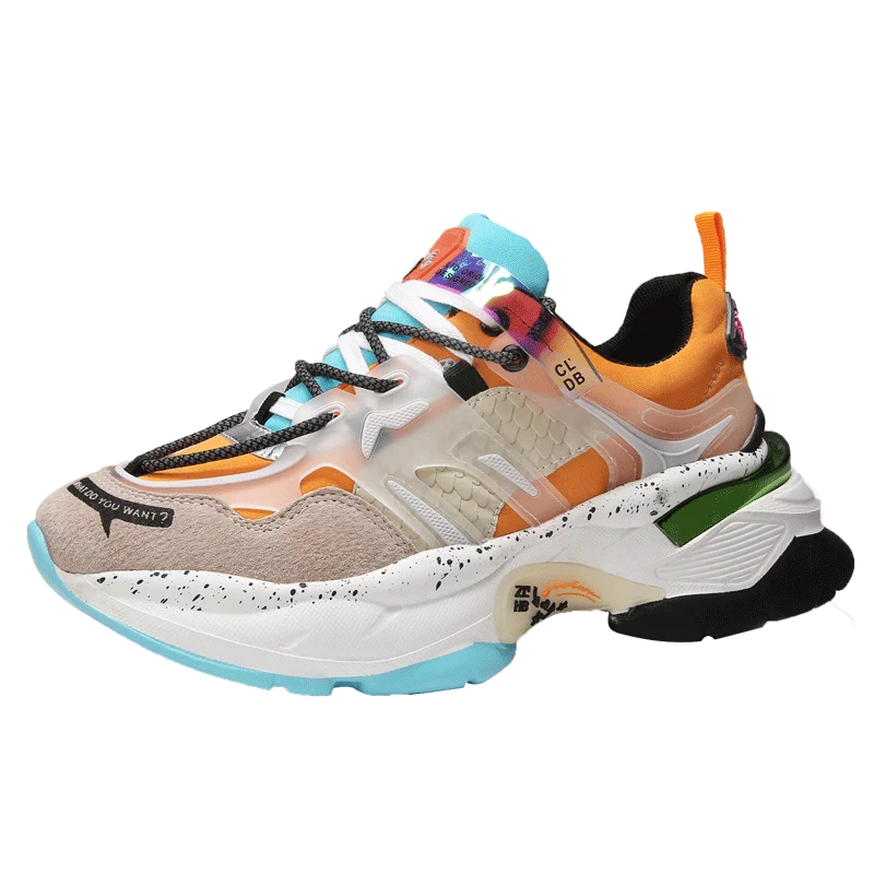 2 Orange Уличная Мужская обувь для бега; zapatillas hombre Deportiva; дышащие мужские Ботильоны; тренировочные громоздкие кроссовки; спортивная обувь для папы - Цвет: 2 Orange