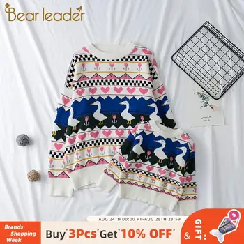

Bear Leader Children Cute Pattern Casual Pullover Knitted Tops Family Matching Outfits Cartoon Cotton Sweaters Kids Fall Clothes