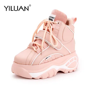 

2020 New Spring Women's Shoes Student Sports Increase Shoes High Top Platform Casual Daddy Shoes Woman Breathable Sneakers Warm