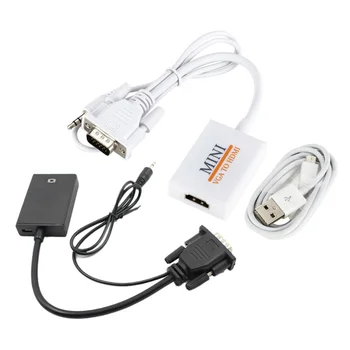 

VGA Male to HDMI Female Adapter Converter Cable With 3.5mm Audio Output / Micro USB Cable for PC laptop to HDTV PS4 Projector