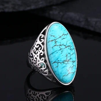 

Women's Ring 925 Sterling Silver Ring Fine Jewelry Vintage Turquoise Hollow Elegant Ring Gift Party Wedding