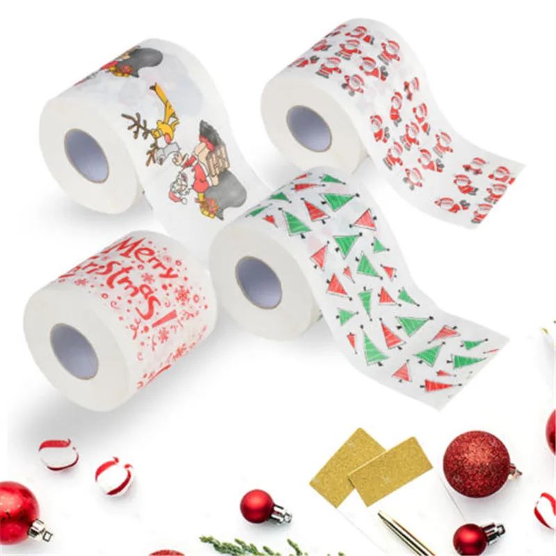 

2019 Santa Claus Reindeer Print Christmas Toilet Paper Christmas decorations for Table New Year Home Decor Gifts Souvenirs