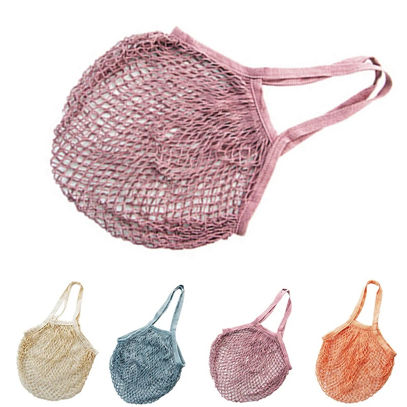 Reusable Cotton Mesh Net String Fruit Grocery Storage Shopping Packing Handbags