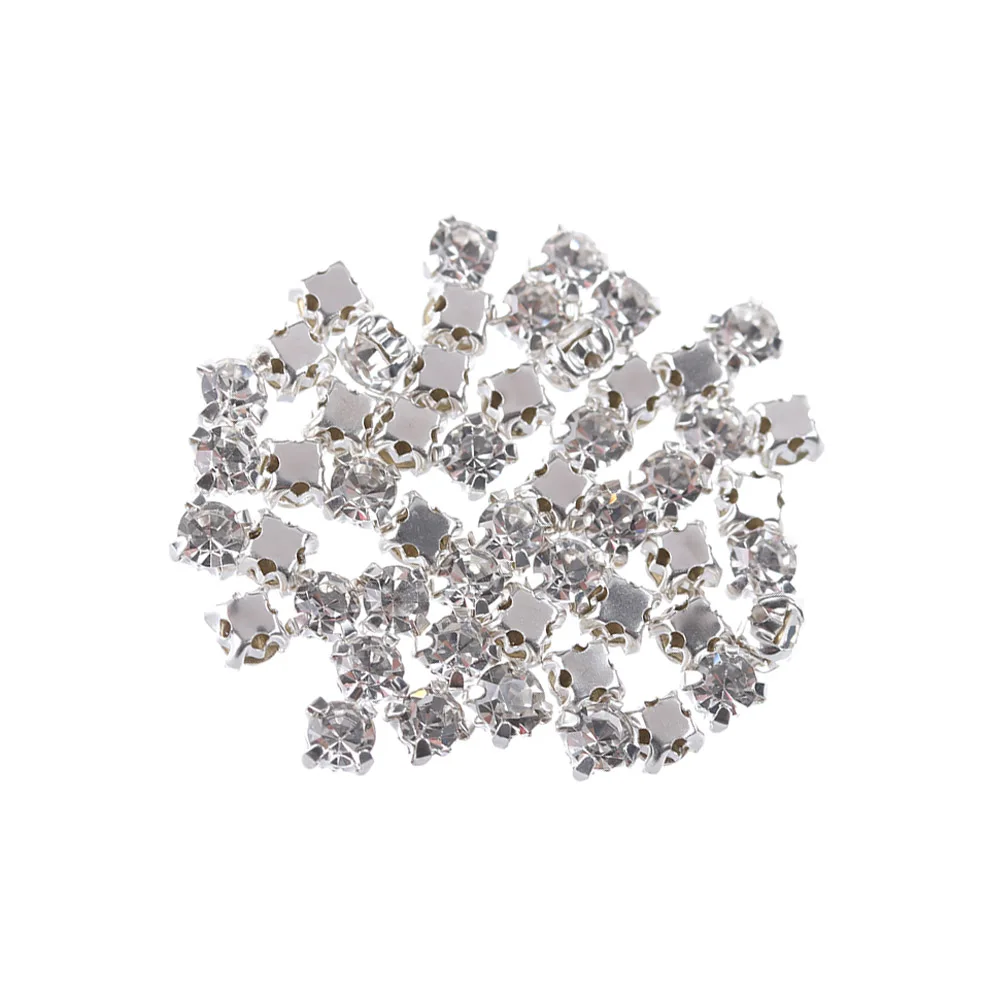 Silver Diamond 4mm 50 шт. кукла мини горный хрусталь пряжка DIY кукла платье ручная Пряжка кукольные сумки ожерелье с обувью пуговицы Ремесло Швейные аксессуары - Цвет: Silver Diamond 4mm