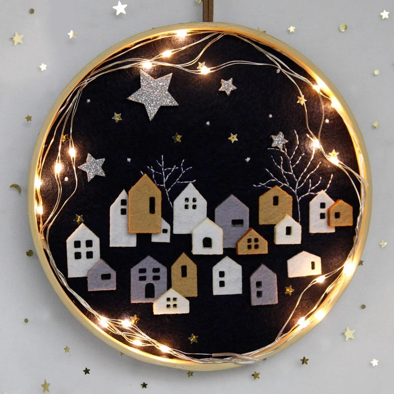 Quiet Night In Countryside Style Felt Applique Ornament Kit Handmade Wall Hanging Home Decor Felt Diy Material Package Nice Gift Diy Package Aliexpress