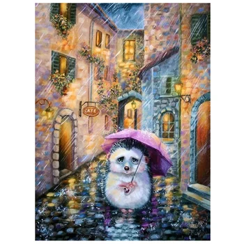 

Umbrella Hedgehog diamond mosaic animal 5d diy diamond painting pitiful Hedgehog picture of rhinestones stickerZP-3530