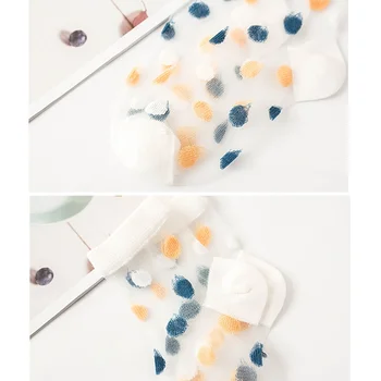 

5 Pairs Of Mixed Tide Fan Ultra-Thin Glass Silk Dot Children Socks Breathable Girls Socks