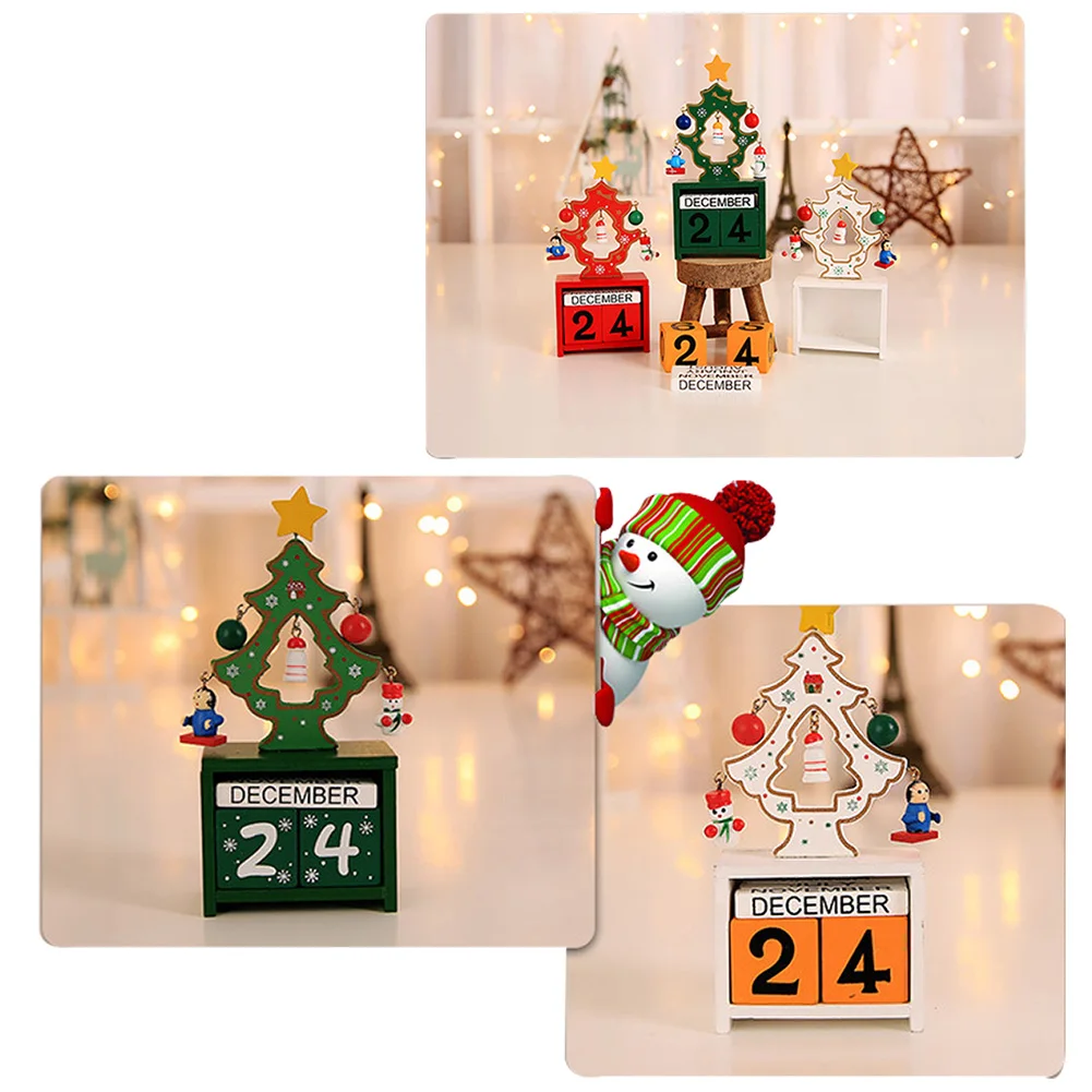 Craft Christmas Advent Calendar Blocks Wooden Countdown Kids Gift Table Holiday Festival Home Decoration Tree Desktop Ornament