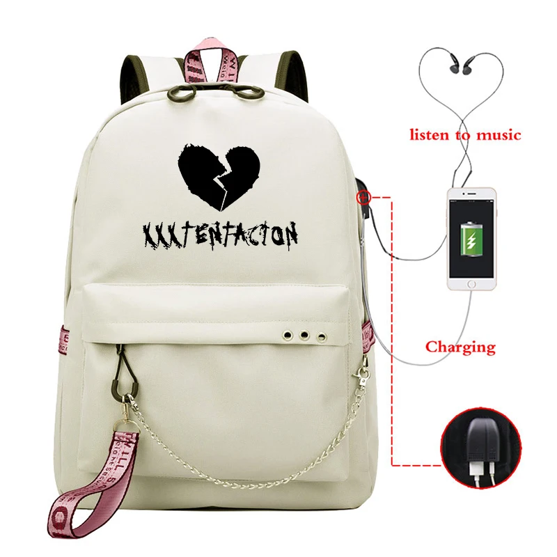 Рюкзак Mochila XXXTentacion, рюкзак для путешествий, рюкзак для ноутбука, рюкзак для мужчин и женщин, рюкзаки с Usb зарядкой, школьные рюкзаки для девочек-подростков - Цвет: 28