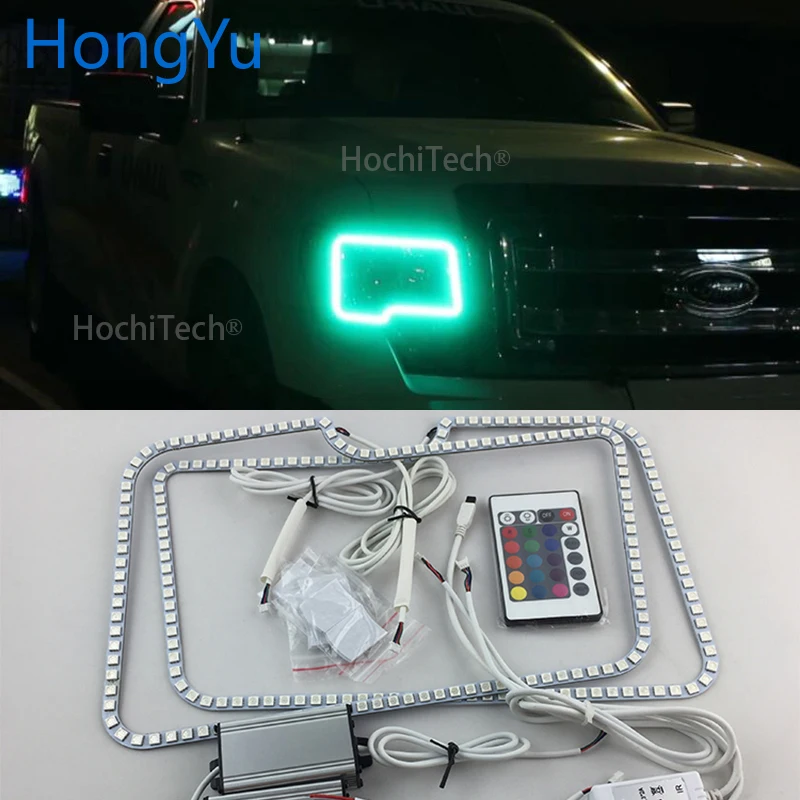 Для Ford F-150 F150 2009 2010 2011 2012 2013 RGB светодиодный ангельские глазки многоцветный с Halo кольцом дистанционное управление фар