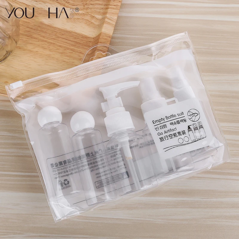 

YOUSHA 5pcs Empty Cosmetic Container Travel Bottle Set with Spray Bottle Cosmetic Jar Refillable Bottle Plastic Shampoo Jar Set
