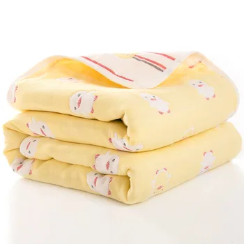 

110*110 Cotton Six-Layer Baby Quilt Soft kids Blanket Cover cartoon blanket Bath Towel For Children Blankets(size 110*110)