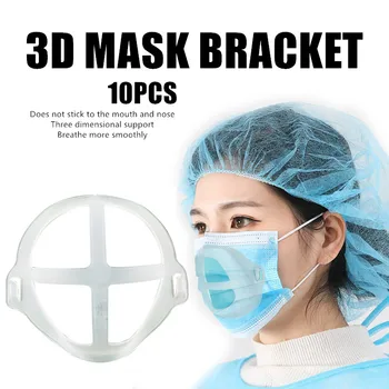 

10Pcs Mask Bracket Reusable Dustproof 3D Mask Holder Breathing Smoothly Non-stick Lipstick Mouth Nose Mask Inner Pad Bracket