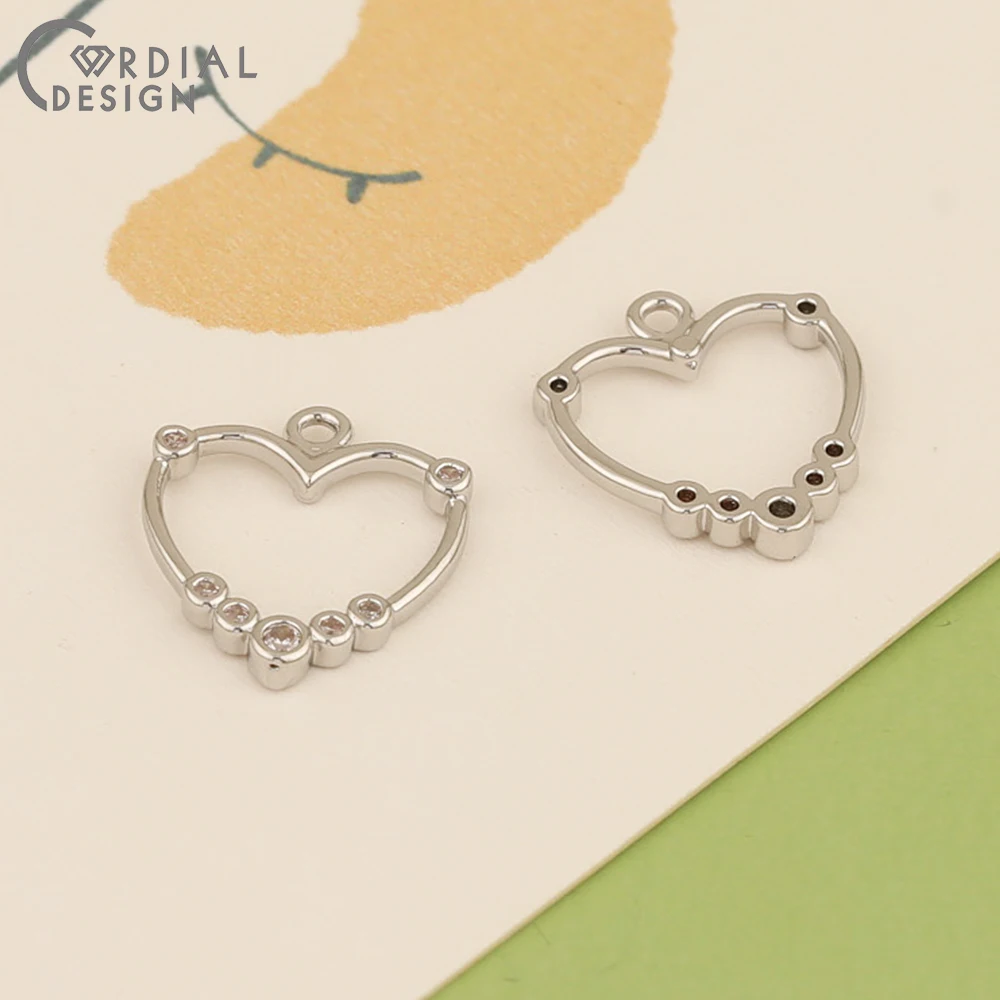 Cordial Design 100Pcs 14*14MM Jewelry Accessories/Hand Made/Earrings Pendant/Heart Shape/Jewelry Findings Components/DIY Making - cordial