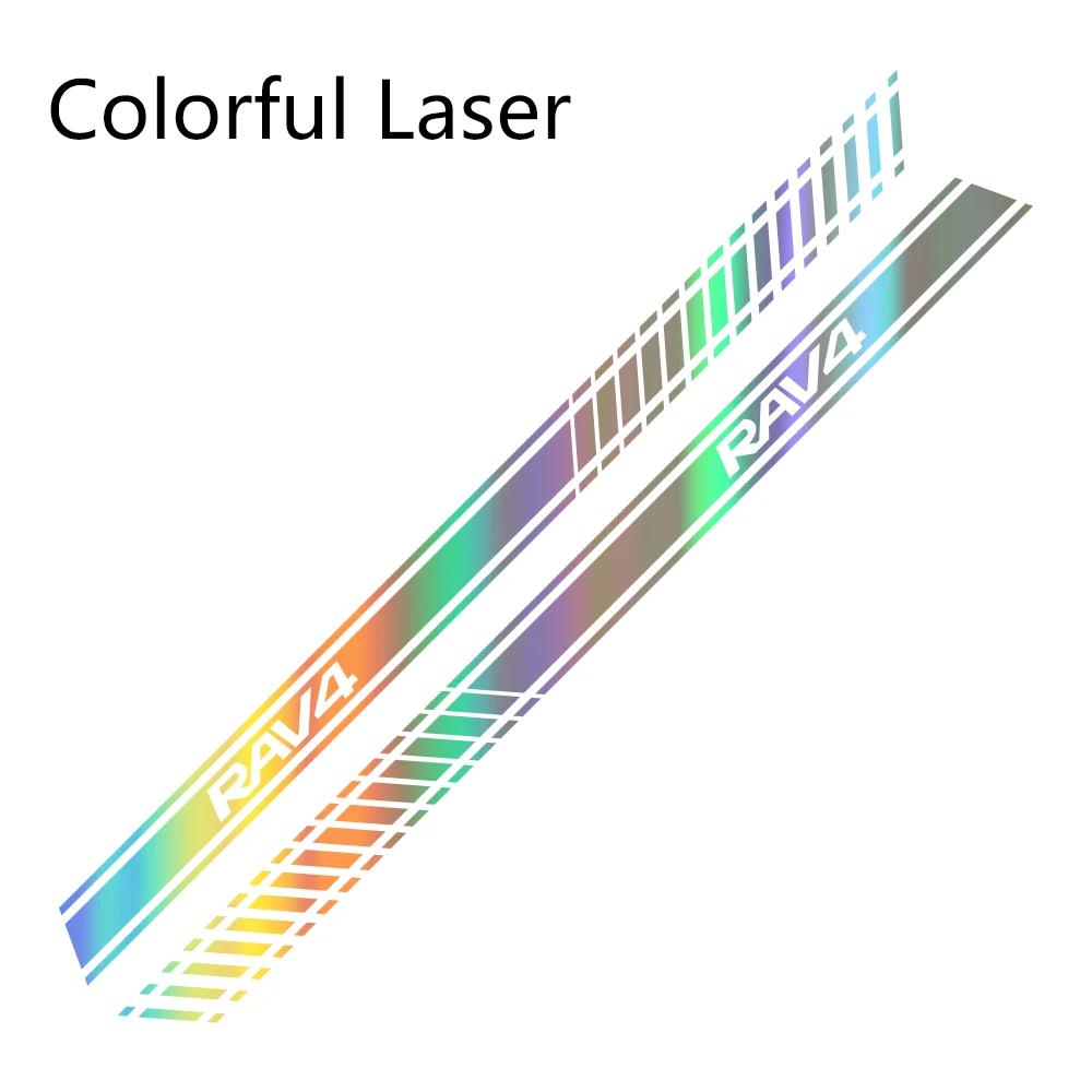 Colorful Laser 2 шт. наклейки для автомобиля с боковыми полосками для Toyota RAV4 Авто Виниловая пленка наклейки DIY Украшение для стайлинга автомобиля аксессуары для тюнинга автомобиля - Название цвета: Colorful Laser