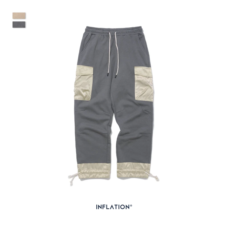 INFLATION, дизайнерские свободные мужские спортивные штаны с карманом, прямые стильные мужские спортивные штаны, уличная одежда, мужские серые спортивные штаны 93440W - Цвет: Grey