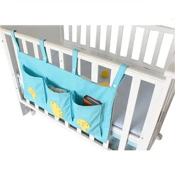 

2019 Hot born Crib Bed Organizer Toy Diaper Pocket Baby Bed Hanging Storage Bag Soft Cotton baby Bedding Set Accessories 4 Color