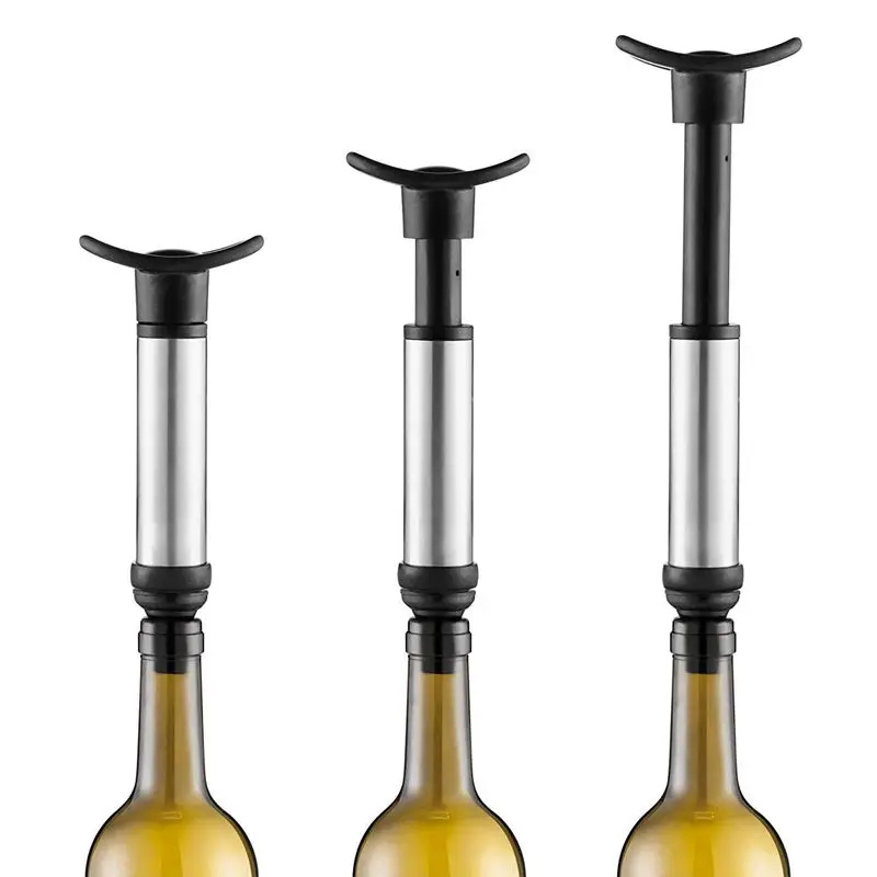 Wine Vacuum Pump with 4 Stoppers- Wine Stopper for Long Shelf life Silver black
