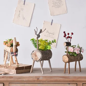 

[HHT] Nordic Creative Log Fawn Flower Pot Pastoral Simulation Flower Deer Ornaments Table Office Floral Home Decoration Crafts