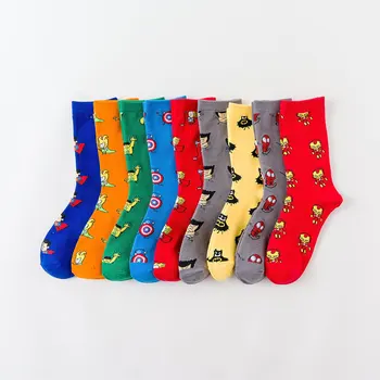 

Marvel Comics Hero General Socks cartoon Iron Man Captain America Knee-High Warm Stitching pattern Antiskid Casual men Sock