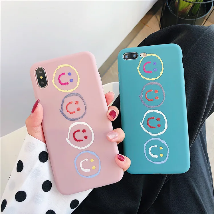 Милый чехол для телефона со смайликом iphone 7 6 S 8 Plus XR X XS Max мягкий силиконовый