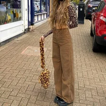 2021 Europe and The United States New Retro Super Light Core Velvet Slacks, Brown Wide Leg Pants, Street Style Comfortable Jeans