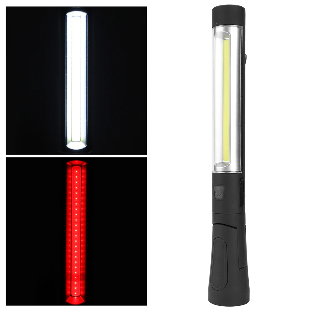 

Portable LED Work Light With Anti-Slip Handle 5500-6500 K Ultra-Bright COB Lamp Red Strobe Emergency Light USB Charging