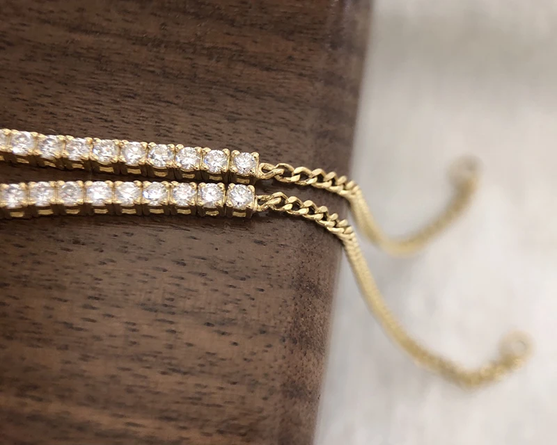 LUOWEND 100%18K Au750 Solid Yellow Gold Bracelet Luxury Real Natural Diamond Bracelet for Women Anniversary Jewelry Customize
