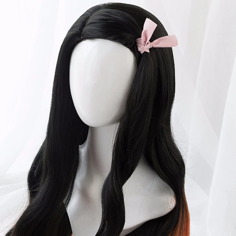 Kamado Nezuko Wig Demon Slayer: Kimetsu no Yaiba Nezuko Cosplay 95cm Gradient Long Hair Accessories Heat Resistant Synthetic Wig