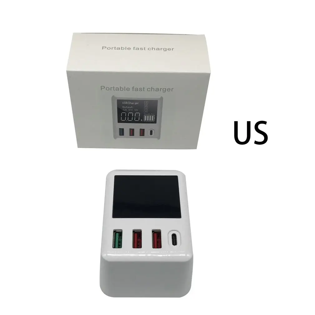A9T 30 Вт QC3.0 USB+ type-C 4 порта зарядное устройство адаптер цифровой дисплей Быстрая зарядка USB зарядное устройство для путешествий