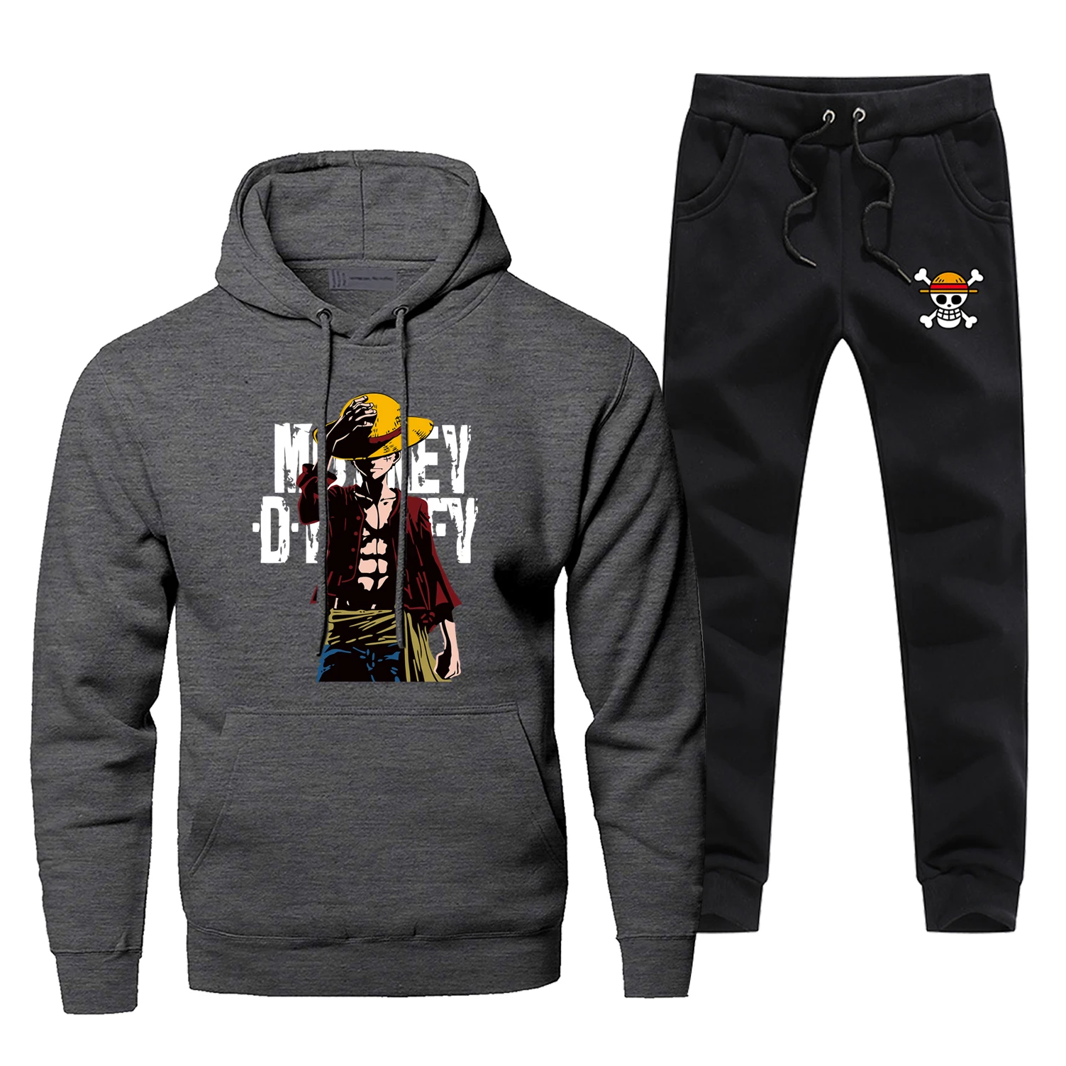 Classic Japanese Anime One Piece Sweatshirt Hoodies Monkey D.Luffy Men's Hoodie+pants Sets Casual Winter Warm Fleece Sportswear Classic Japanese Anime One Piece Sweatshirt Hoodies Monkey D.Luffy Men's Hoodie+pants Sets Casual Winter Warm Fleece Sportswear