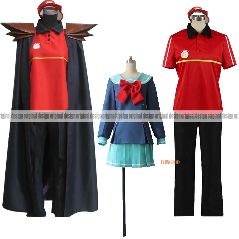 Anime The Devil is a Part-Timer! Season 2 Maou Sadao Cosplay Costume Wig  MgRonald's Red Uniform Cloak Cap Satan Jacob Men Set - AliExpress
