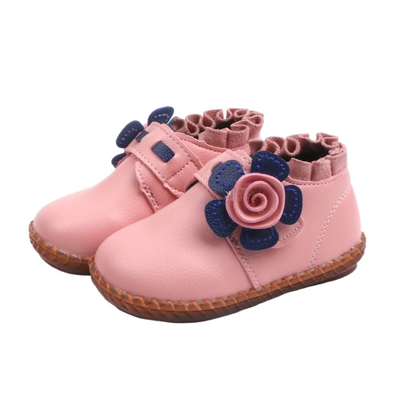 

6M-5Y Cute Cotton Kids Shoes Soft Bottom Girls Shoes Autumn Winter Flowers Plus Velvet For Kids 3Colors