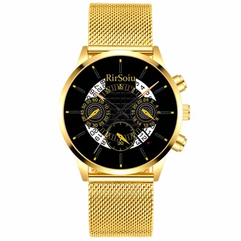 

[processing and customization] rosso 2019 new hollow-out calendar watch men's waterproof alloy mesh with quartz watch
