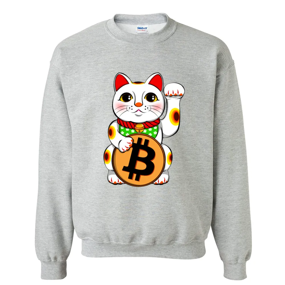 2018 толстовки Bitcoin Lucky Манеки Неко мужские черные хлопковые модные осенние