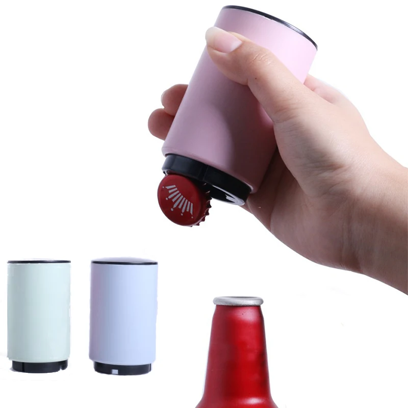 

Colorful Magnetic Automatic Beer Bottle Opener Stainless Steel Push Down Jar Bottle Openers Portable Wine Bar Kitchen Open Tool
