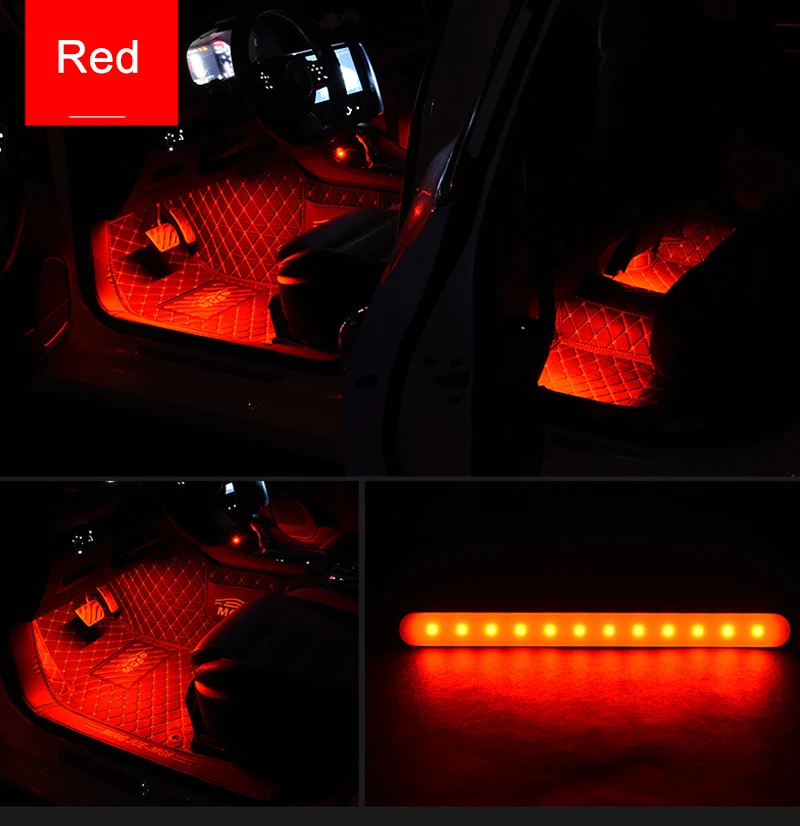 4 шт. автомобильный атмосферный светильник s автомобильный RGB дорожка напольный светильник с пультом дистанционного управления 12 В светодиодный музыкальный голосовой звуковой контроль декоративные лампы