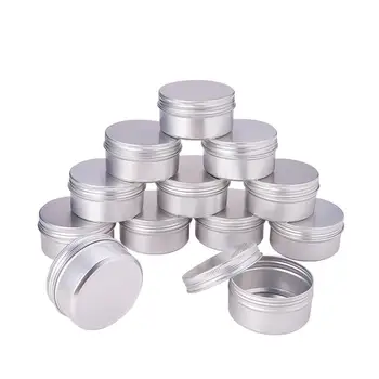 

20 pcs 80ml Aluminium Box Tin Container With Lined Screw Lid Platinum 6.8x3.5cm