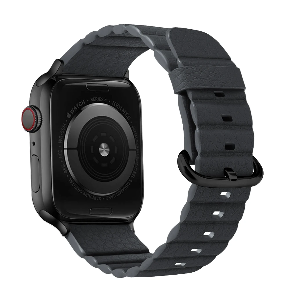 gray Кожаный ремешок-петля для Apple watch band 5 4 44 мм 40 мм Iwatch correa 3 2 1 42 мм 38 мм ремешок для часов браслет наручные Аксессуары для Iwatch - Цвет ремешка: gray