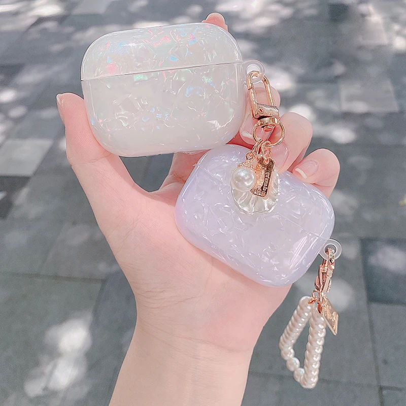 Роскошный глянцевый чехол для наушников Apple Airpods Pro Чехол Airpod 3 милый жемчужный