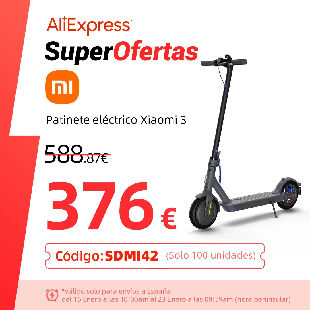 Xiaomi Mi Electric Scooter 3 patinete eléctrico inteligente para adulto, batería 7650mAh, 30km de autonomía