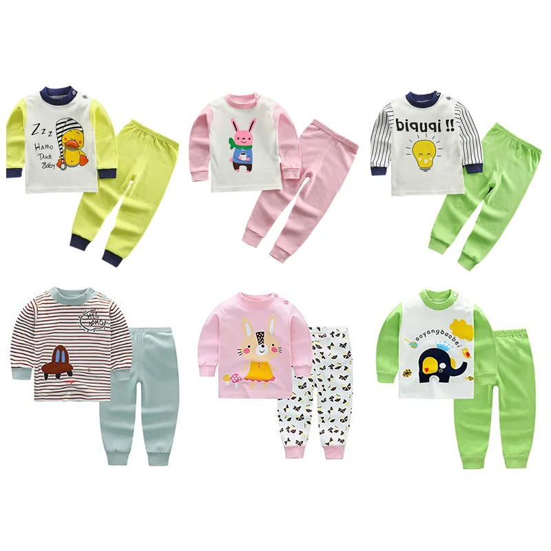 Весенне-осенние детские пижамные комплекты с длинными рукавами и рисунком для маленьких мальчиков и девочек Милая Удобная блуза из хлопка топы+ брюки, пижамы