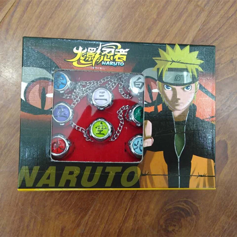 Other Naruto Collectibles Hot Cosplay Naruto Akatsuki 10 Rings Sets And Necklace With Box Anime Gifts